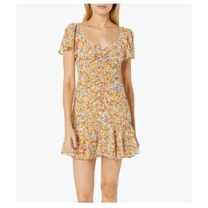 Astr Short Sleeve V-Neck Floral SO Smitten Mini Dress Orange Womens Size S